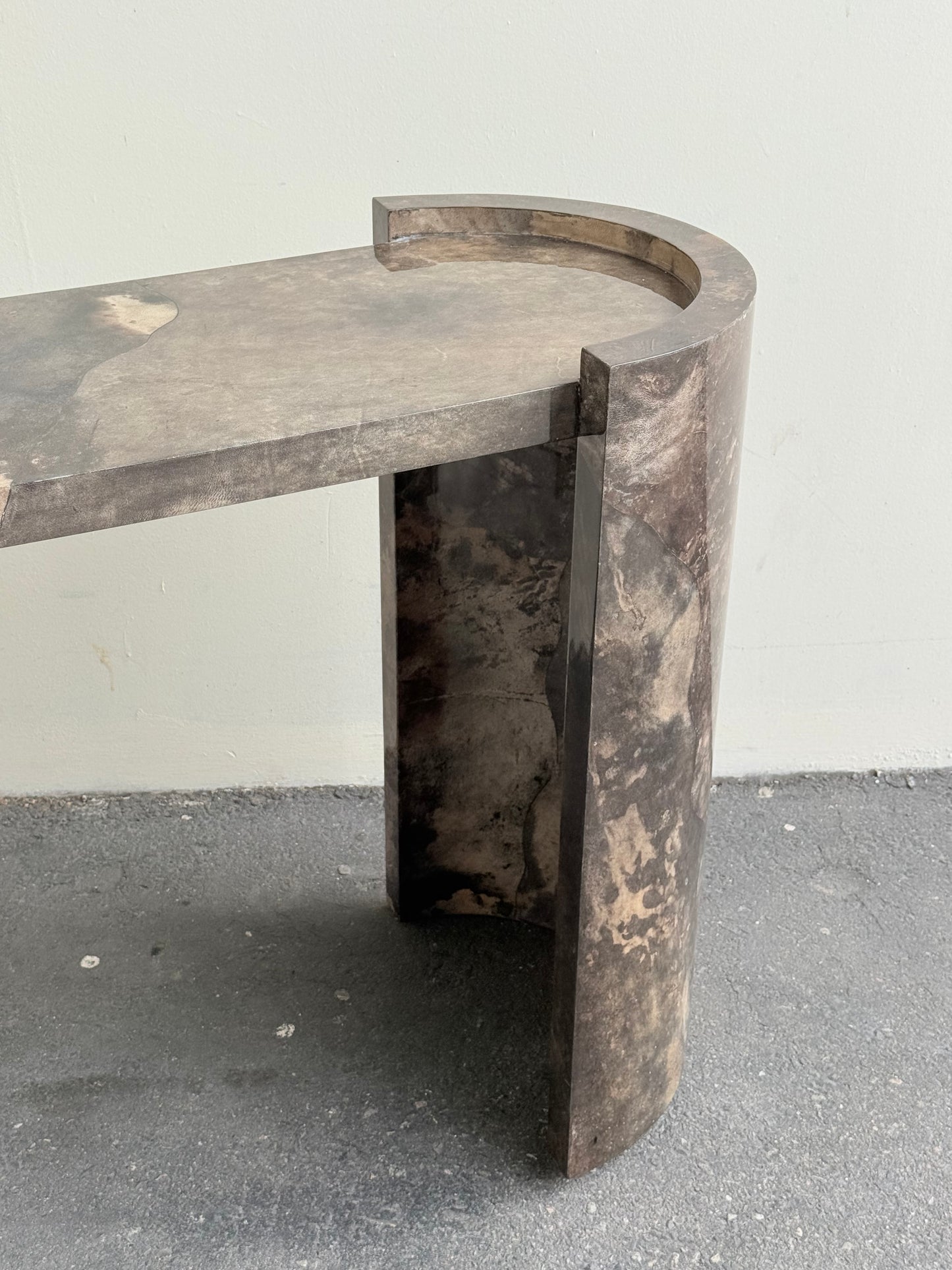 Parchment console table by Karl Springer
