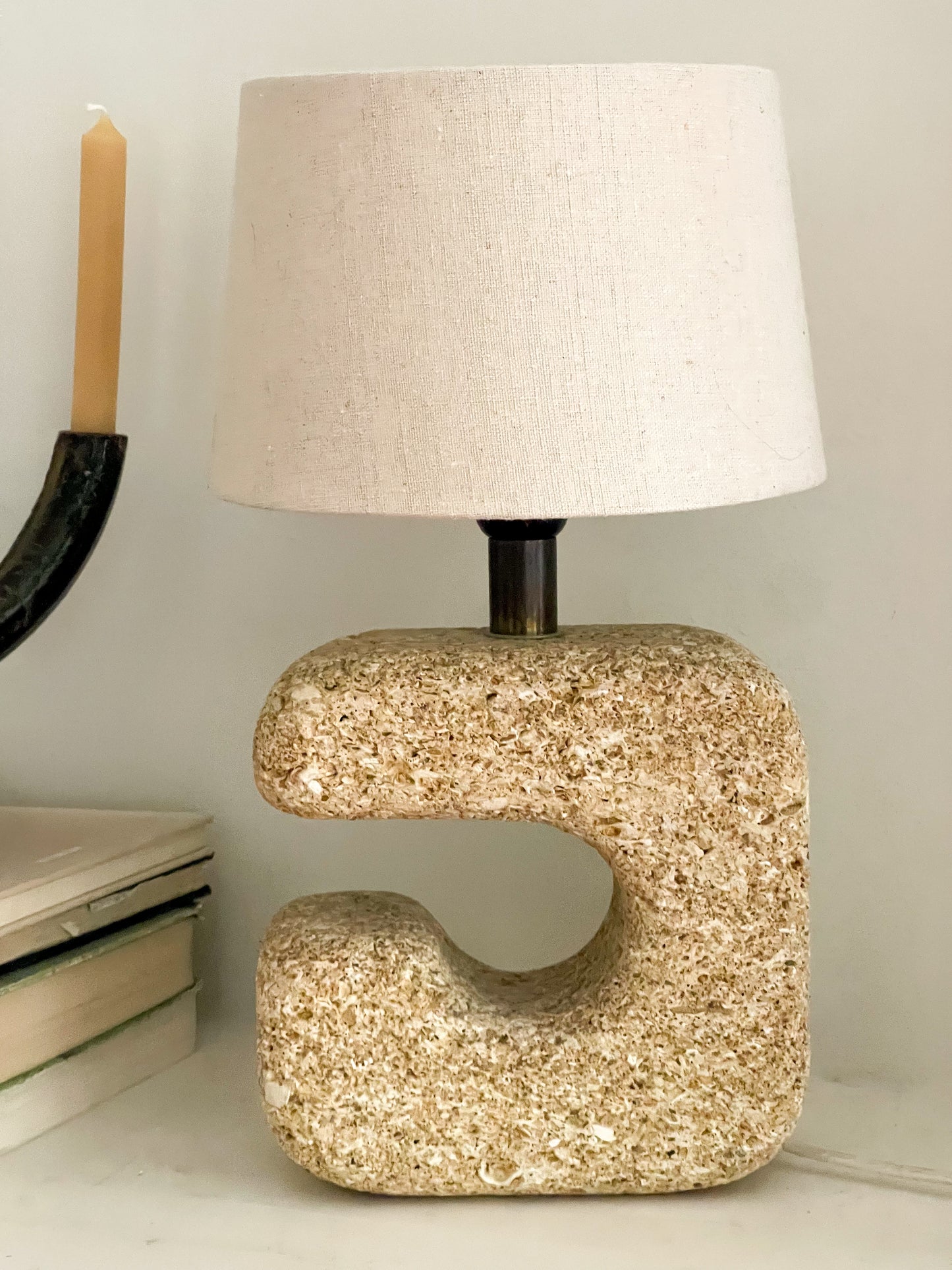 sandstone table lamp by Gerard Esnault, France