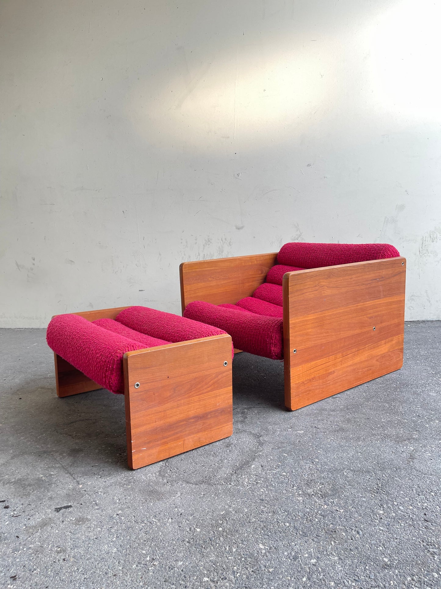 Vintage Tubular Sling Club Chair and Ottoman in Pink