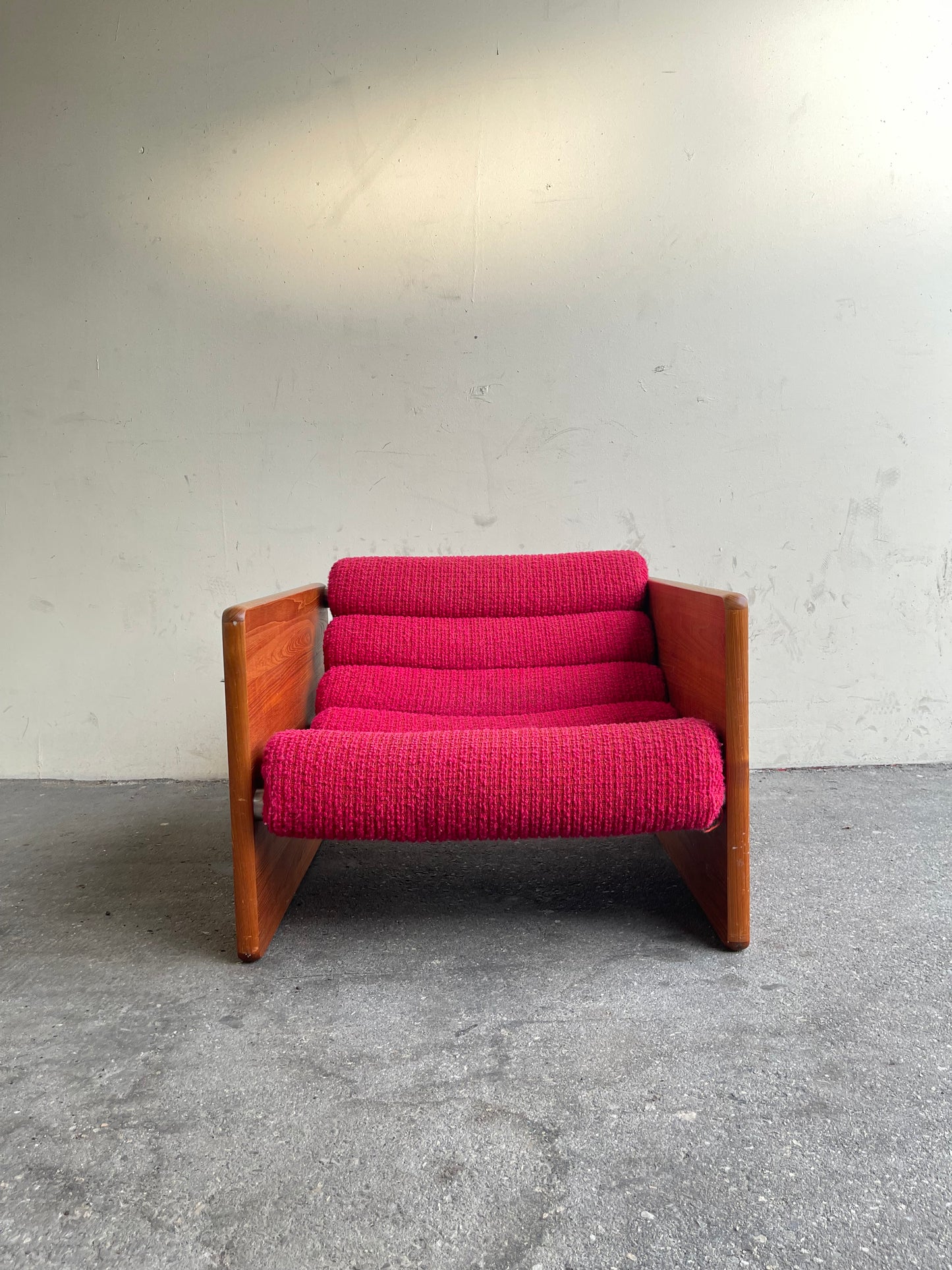 Vintage Tubular Sling Club Chair and Ottoman in Pink