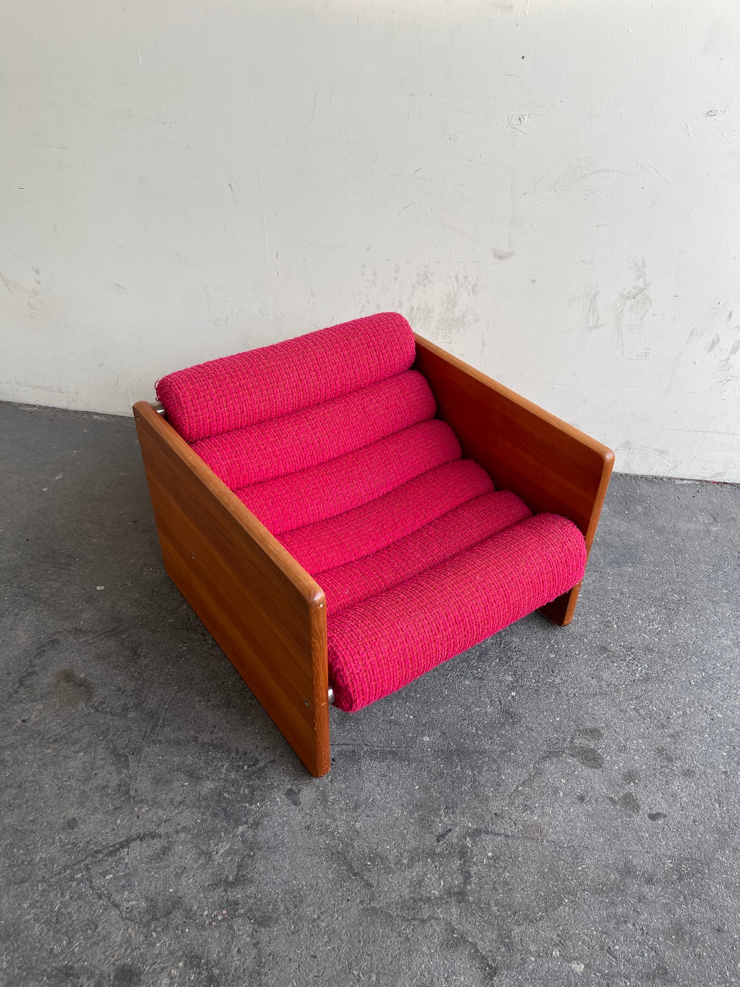 Vintage Tubular Sling Club Chair and Ottoman in Pink