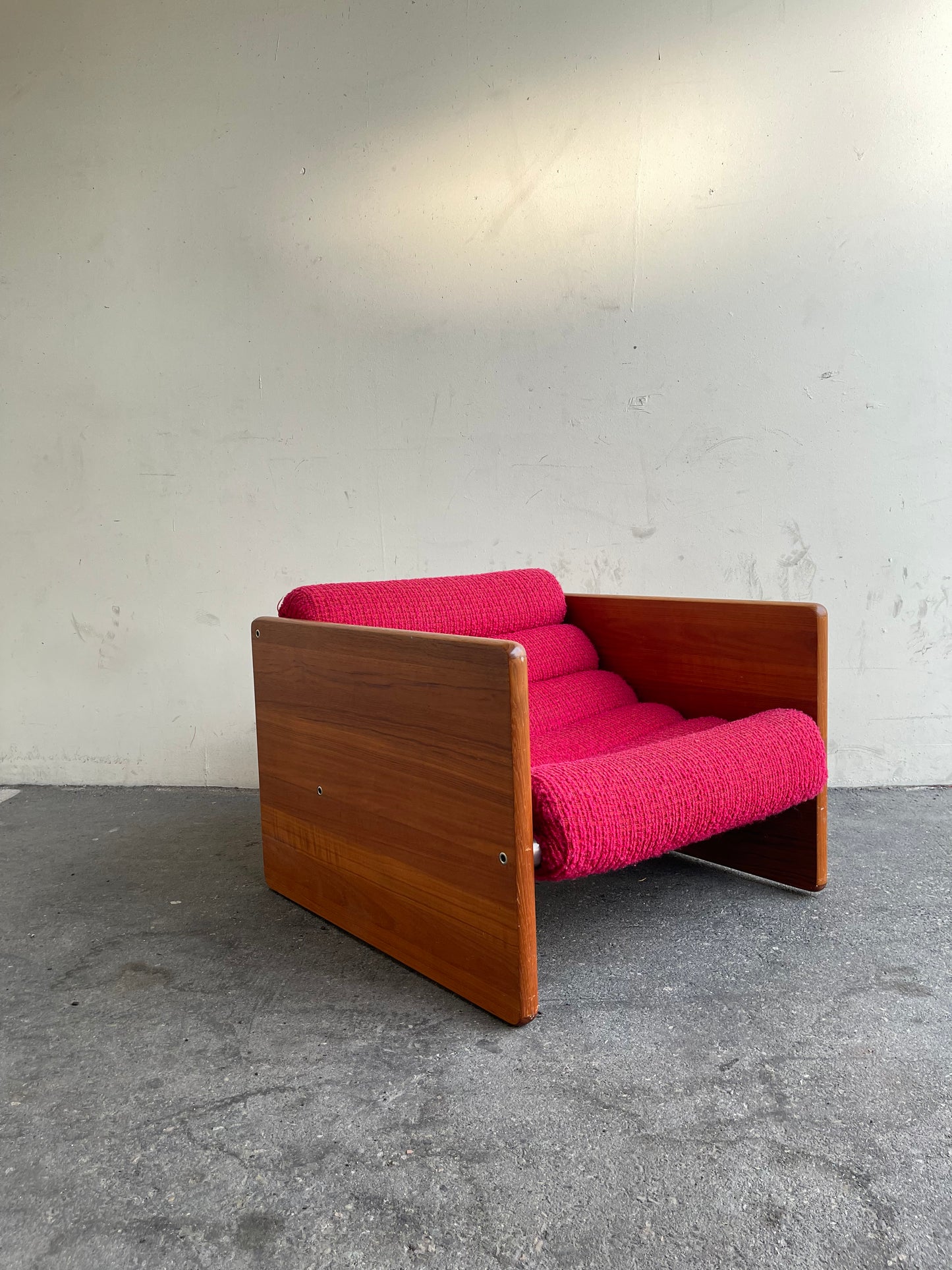 Vintage Tubular Sling Club Chair and Ottoman in Pink