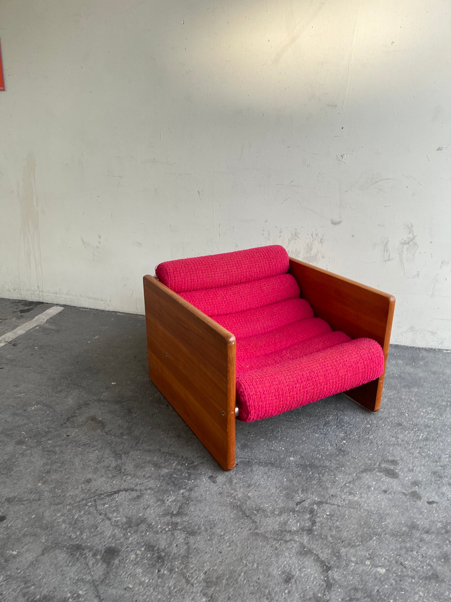 Vintage Tubular Sling Club Chair and Ottoman in Pink