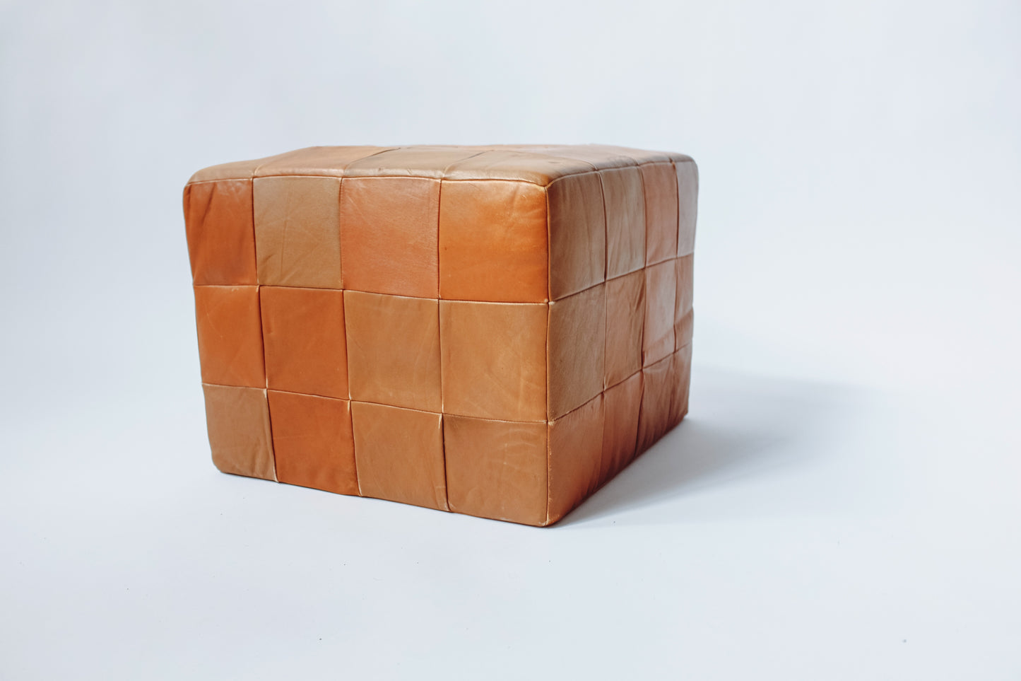 De Sede Style Leather Patchwork Ottoman, 1970's