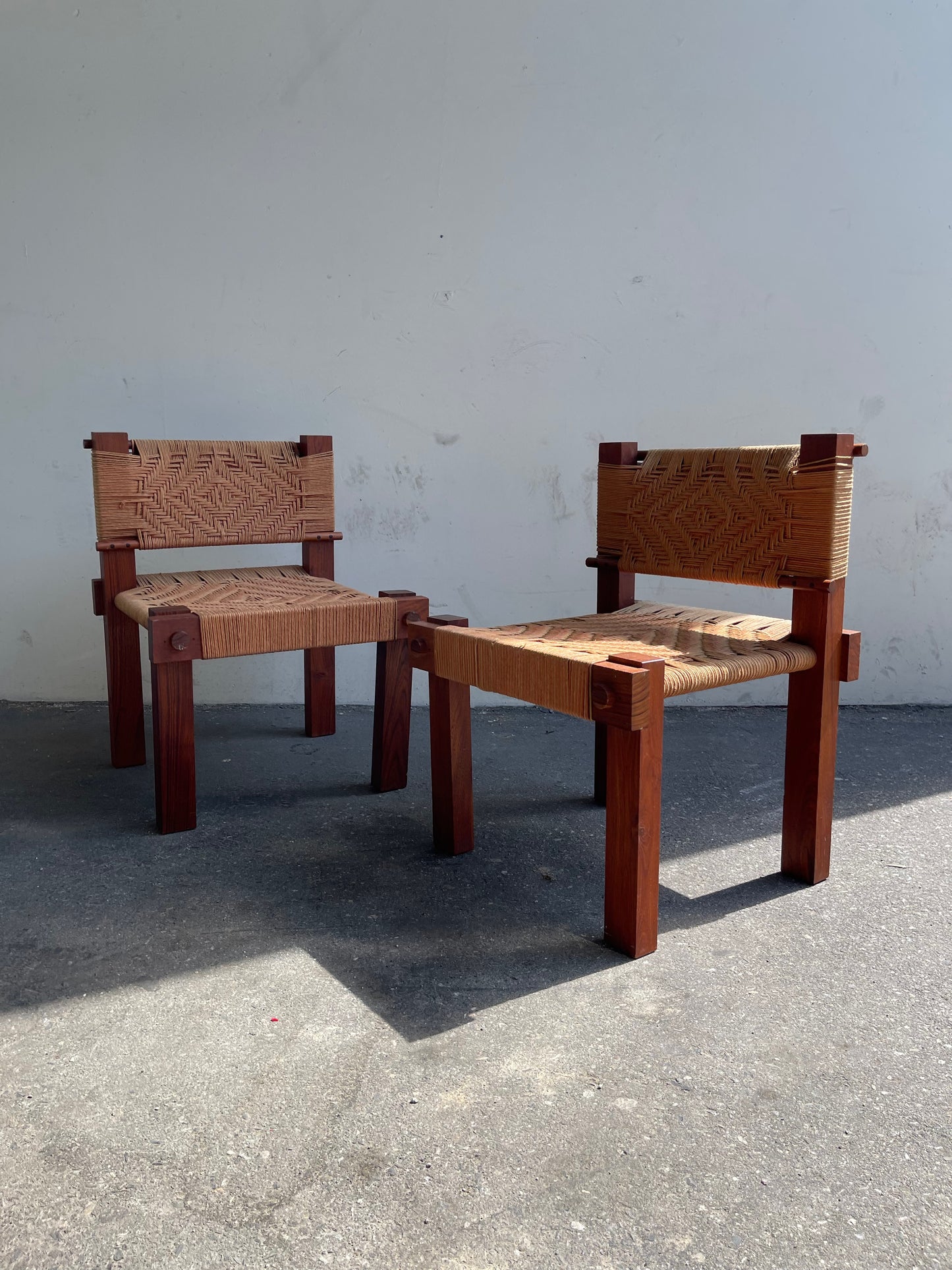 Rare Pair of Woven Teak Chairs by Mini Boga for Taaru, 1960s