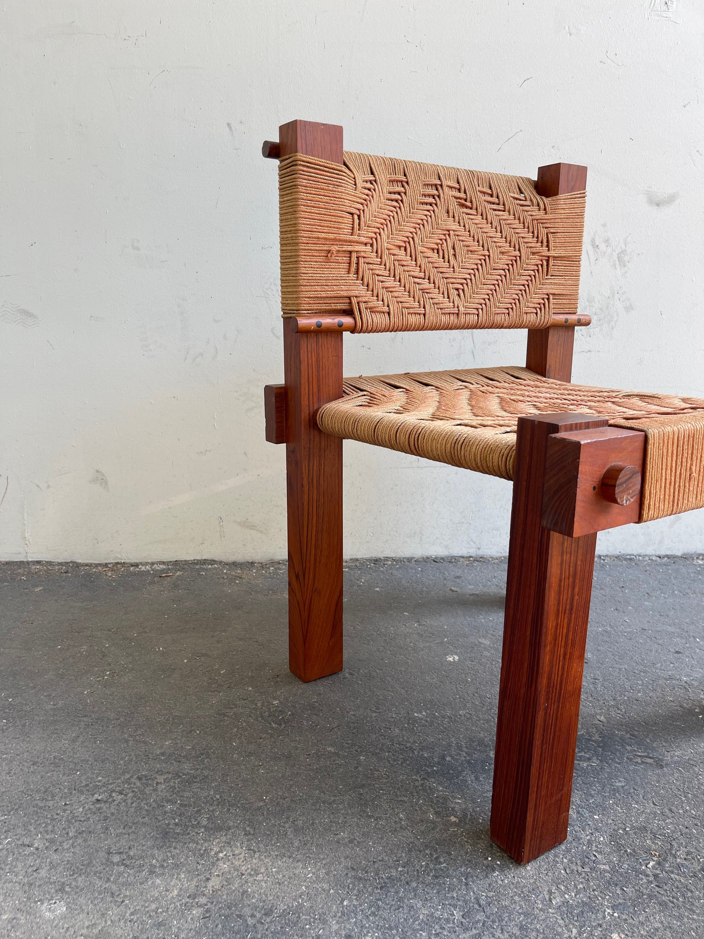 Rare Pair of Woven Teak Chairs by Mini Boga for Taaru, 1960s