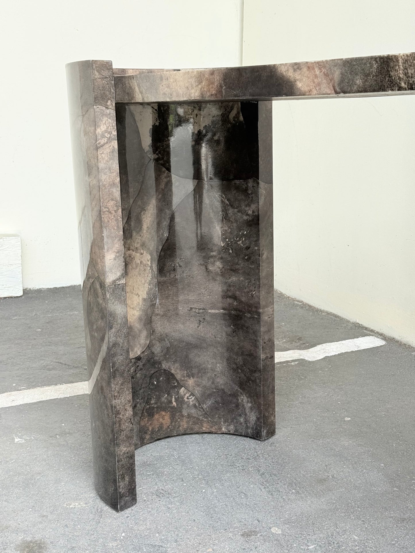 Parchment console table by Karl Springer