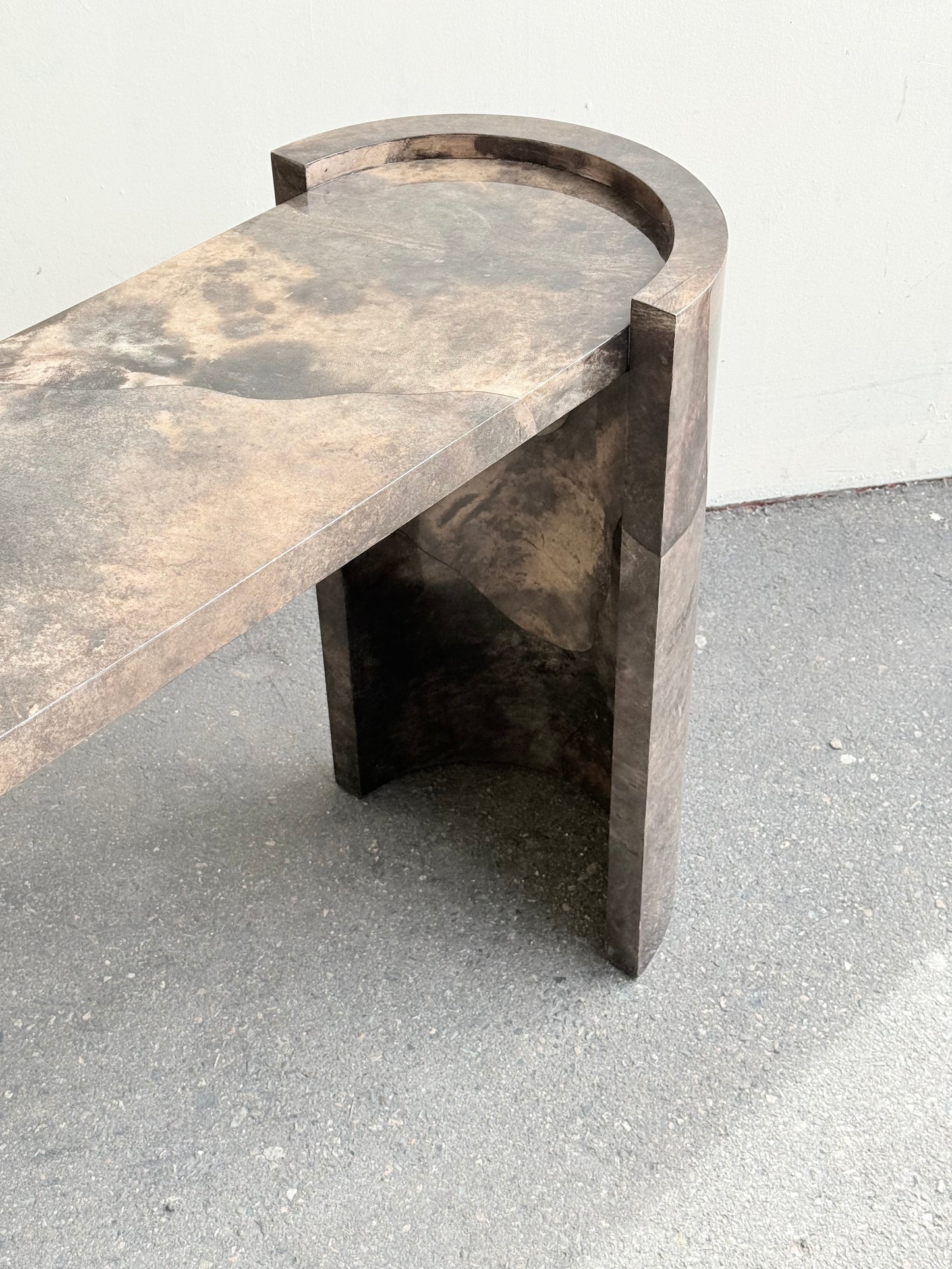Parchment console table by Karl Springer