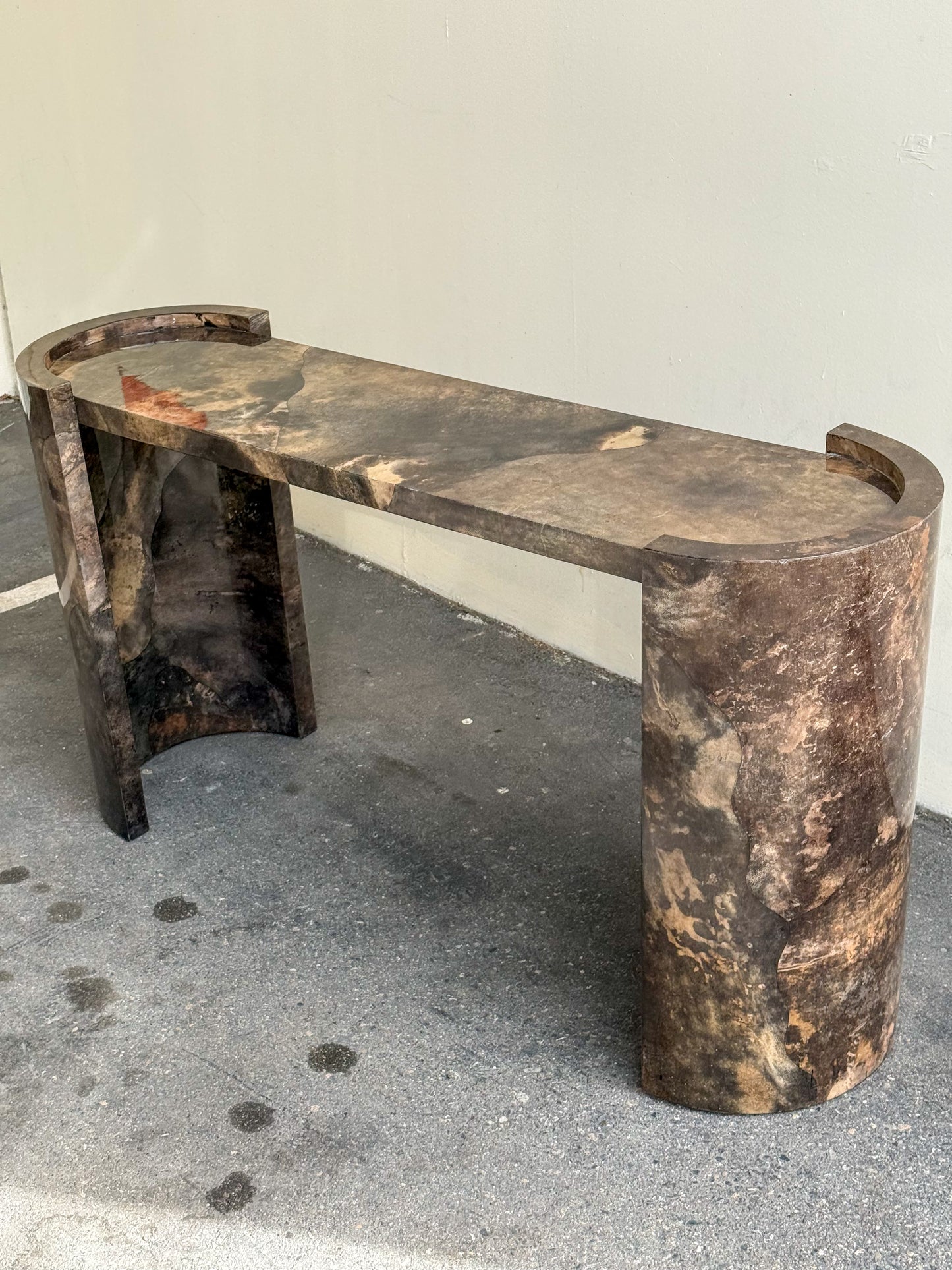 Parchment console table by Karl Springer