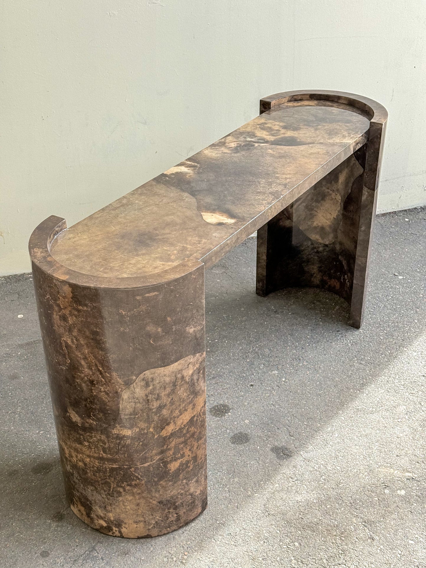 Parchment console table by Karl Springer
