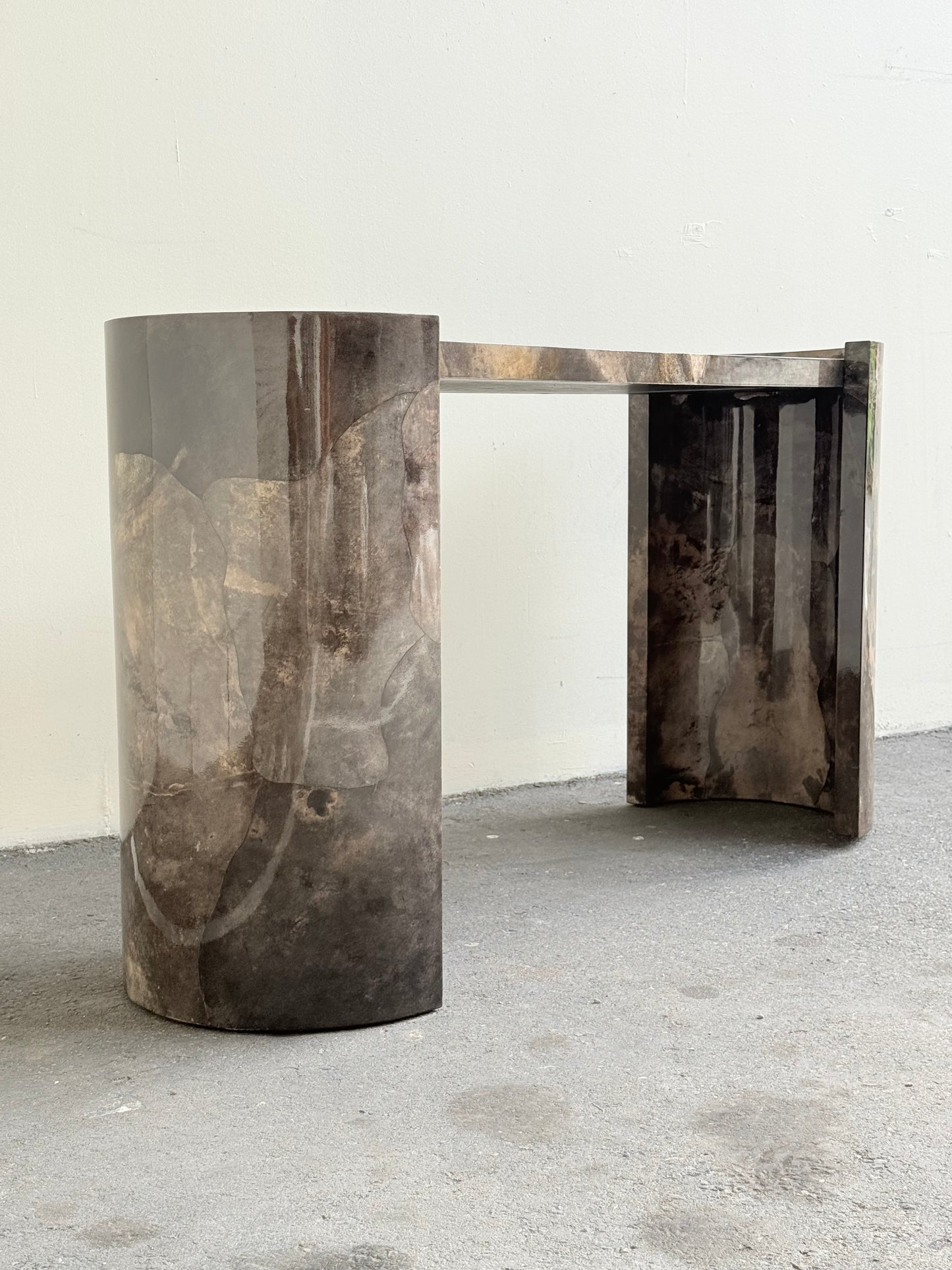 Parchment console table by Karl Springer