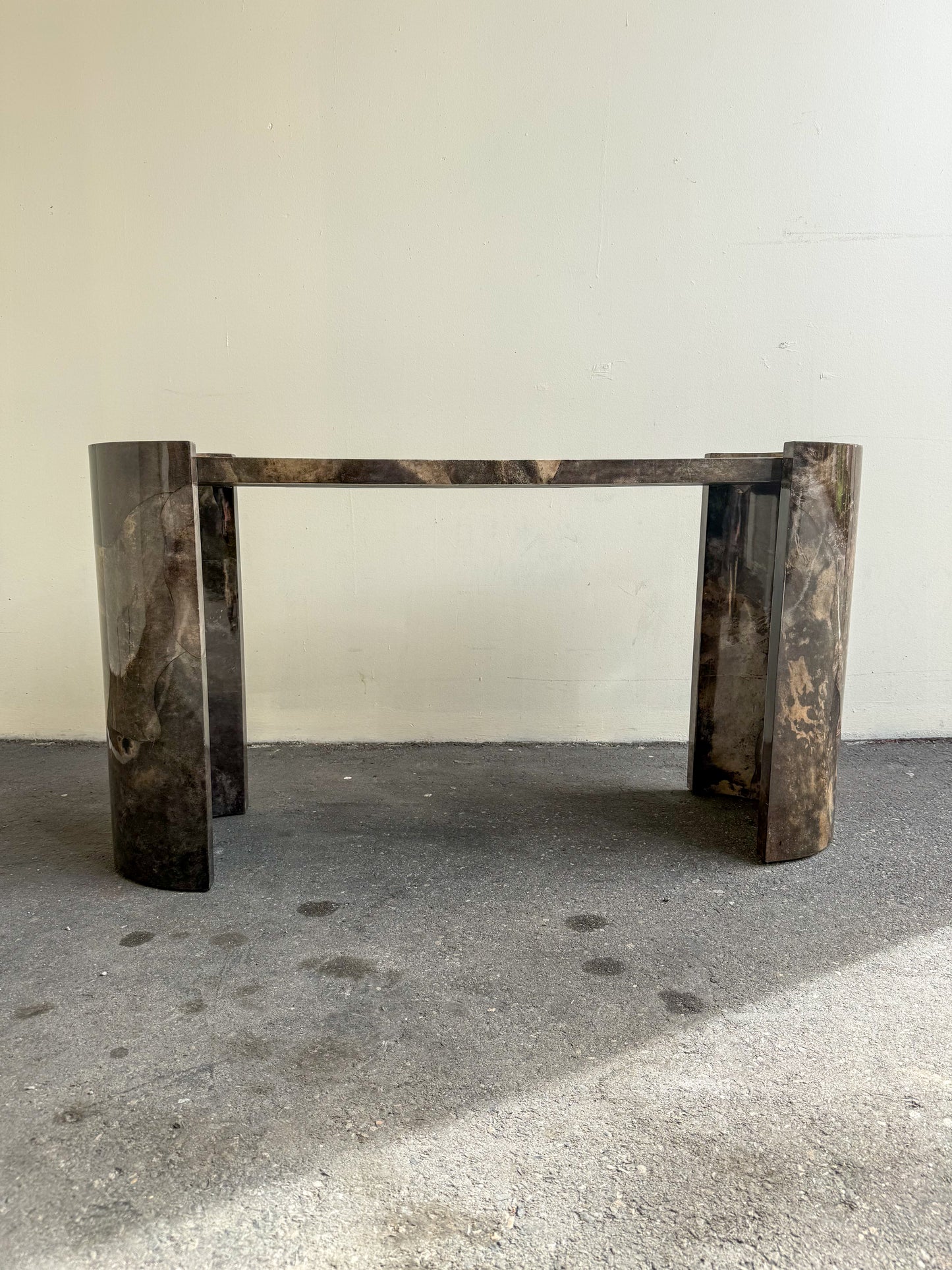 Parchment console table by Karl Springer