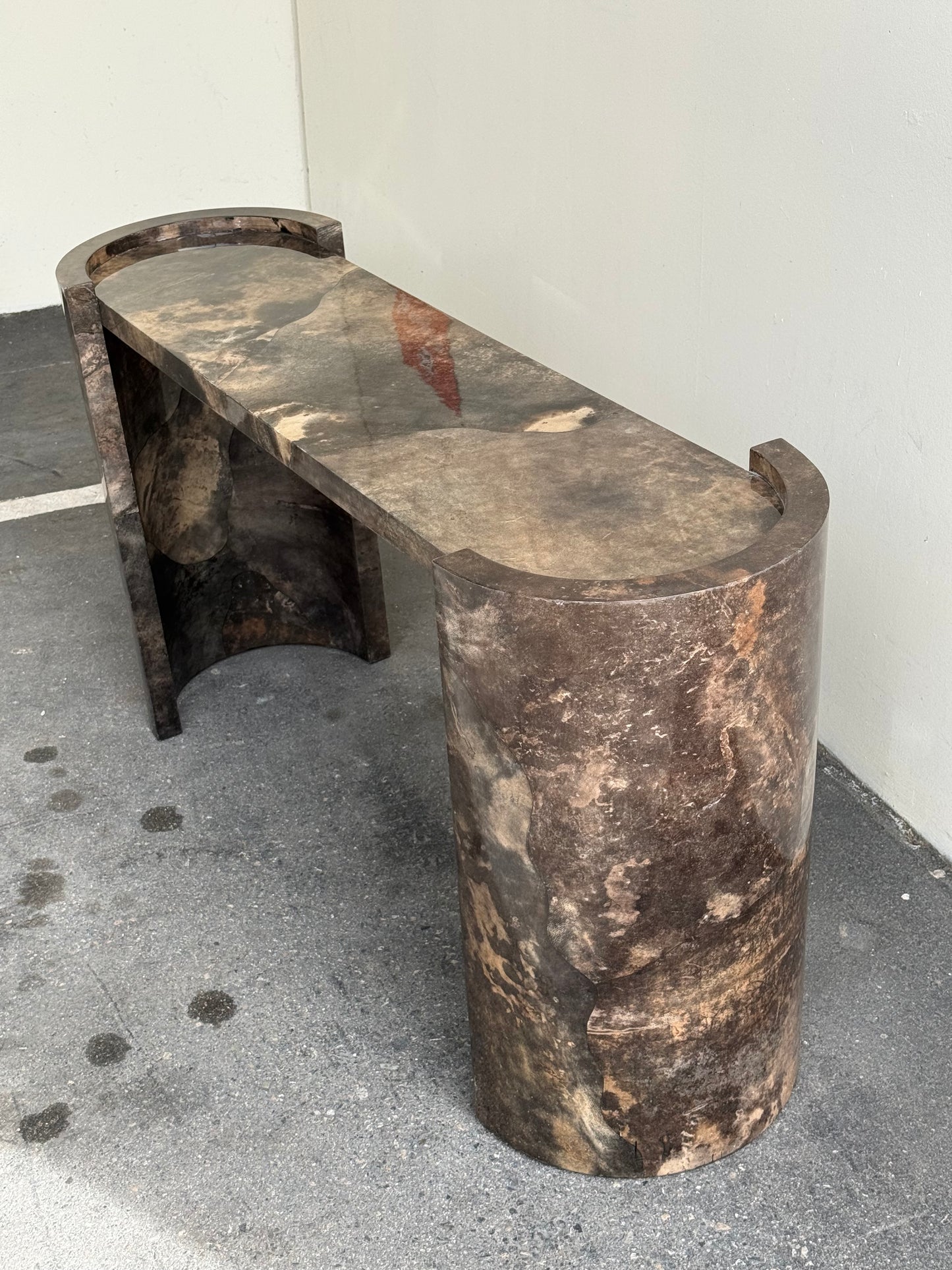 Parchment console table by Karl Springer