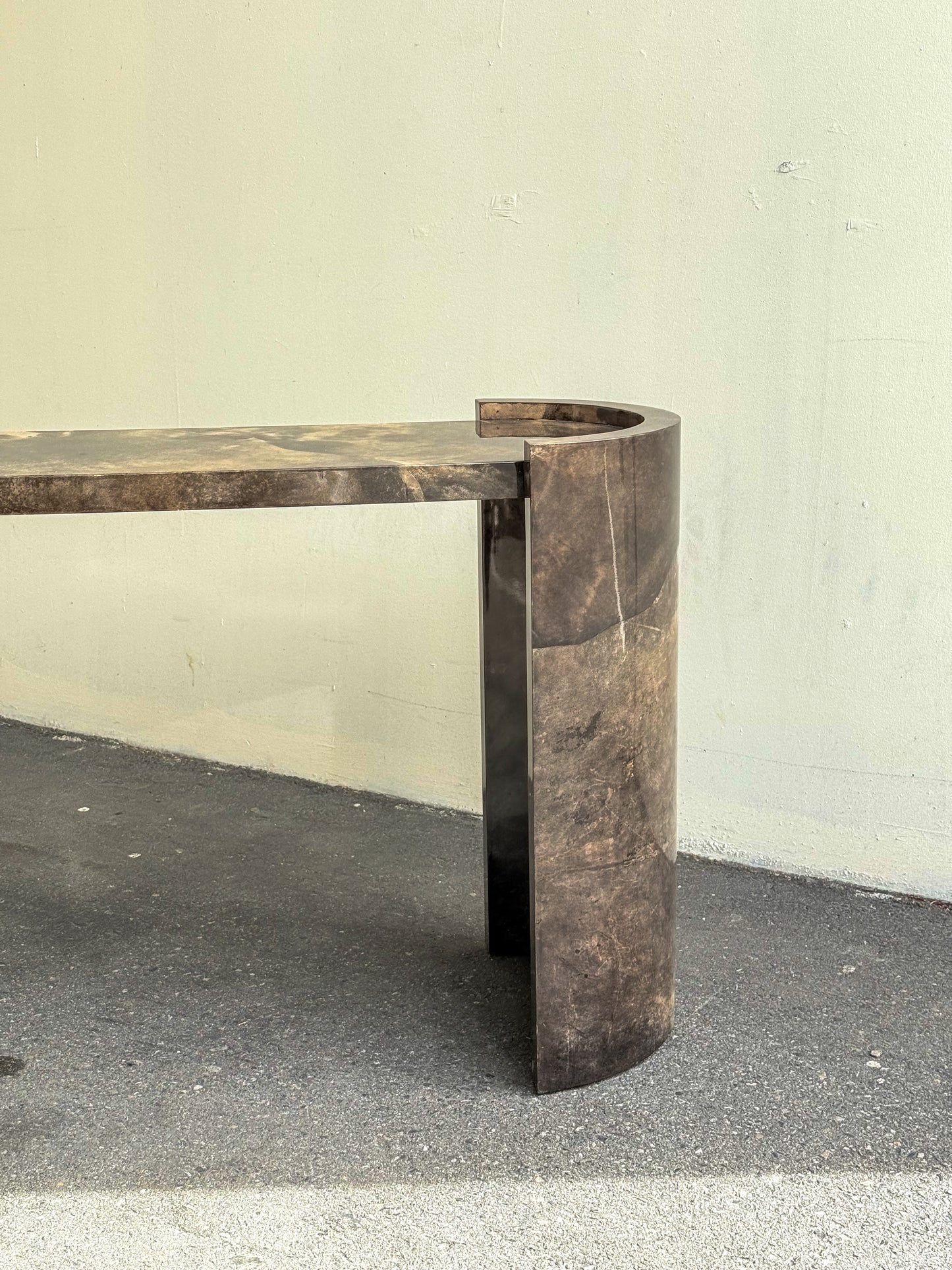 Parchment console table by Karl Springer