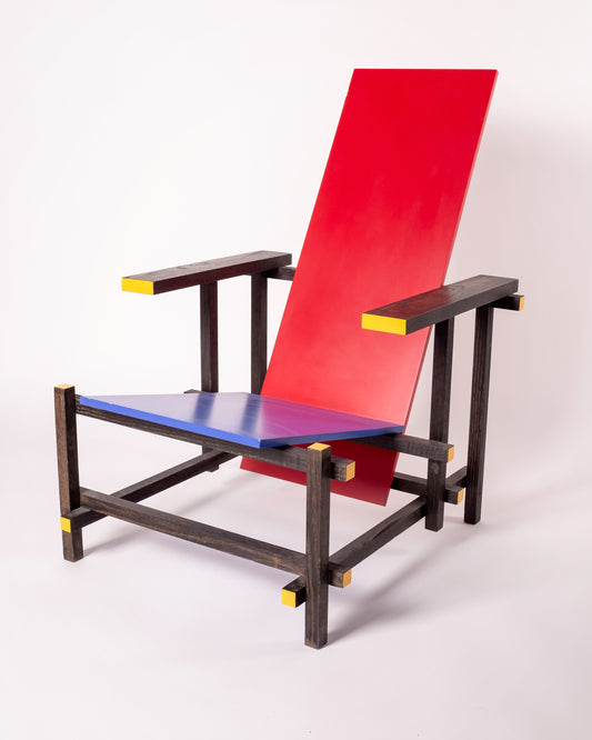 Red and Blue chair designed by Gerrit Rietveld, Canadian made, 2000s
