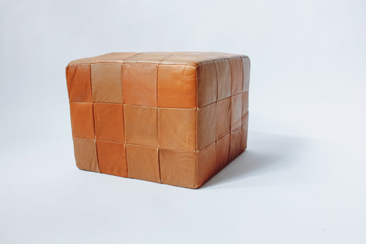De Sede Style Leather Patchwork Ottoman, 1970's