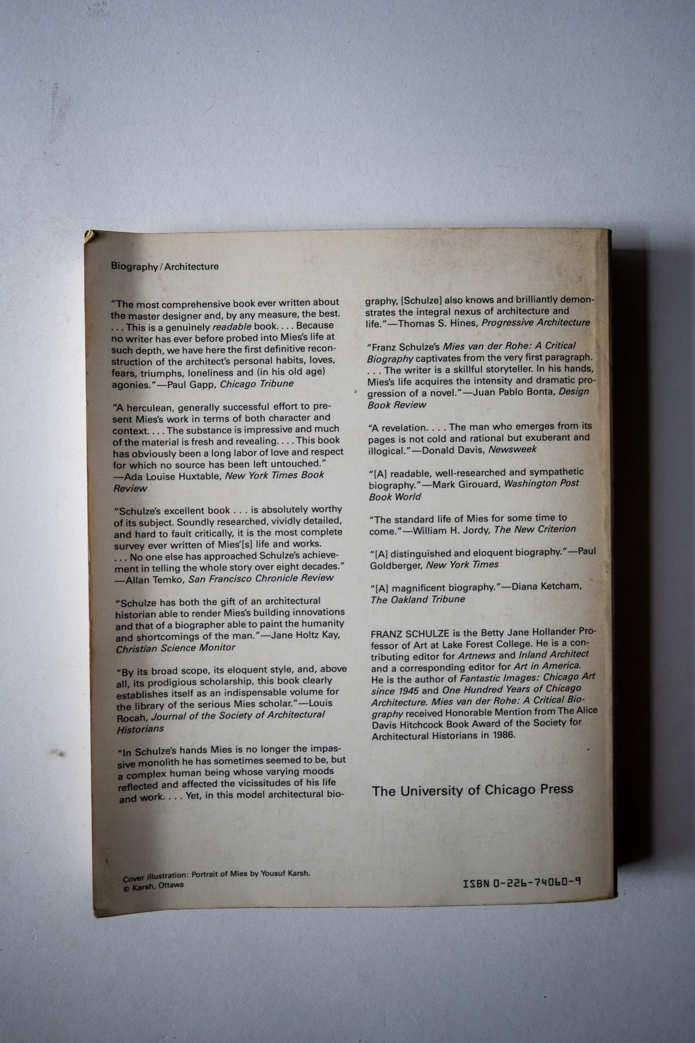 Mies Van Der Rohe: A Critical Biography, Schulze, 1985